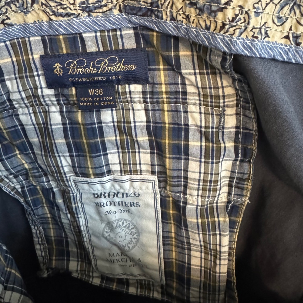 Brooks Brothers Mens Cargo Shorts Navy Blue 100% Cotton W36 Casual Preppy - Picture 5 of 6